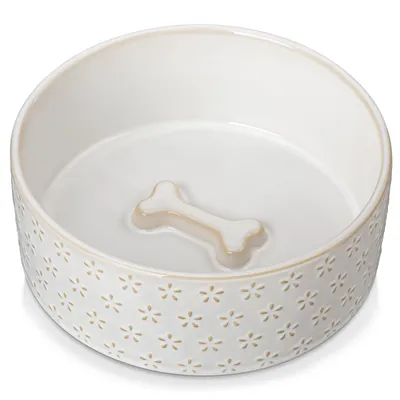 Image de MALACASA, gamelle 1 pièce pour chiens et chats, gamelle en faïence, motif floral