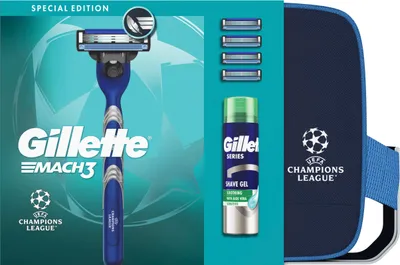 Zdjęcie produktu dla Gillette Mach3 Zestaw do Golenia 4 Wkłady, Żel i Kosmetyki