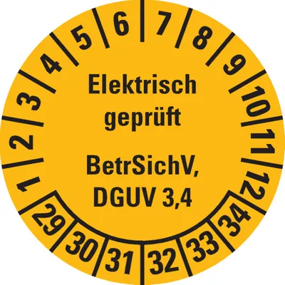 Produktbild von Dreifke® Prüfplakette Elektrisch , BetrSichV, DGUV 3/4, 29-34, gelb, D...
