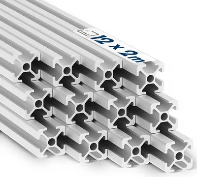 Produktbild von Alu Profil 12 Stück 20x20mm 2m System-, Montage-, Konstruktionsprofil Nut 6