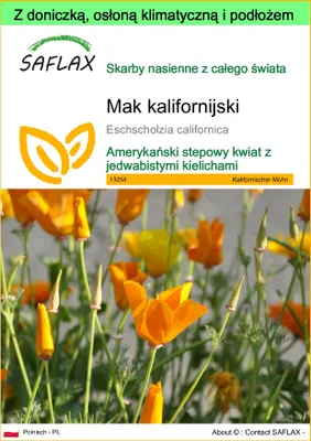 Zdjęcie produktu dla SAFLAX - Garden to go - Mak kalifornijski - 1500 Nasiona - Z doniczką, pokrywą klimatyczną i podłożem do uprawy - Eschscholzia californica