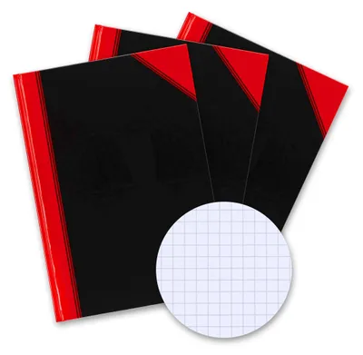 Produktbild von Bantex Notizbuch A4 kariert, Hardcover, 192 Seiten, schwarz, 3er-Pack
