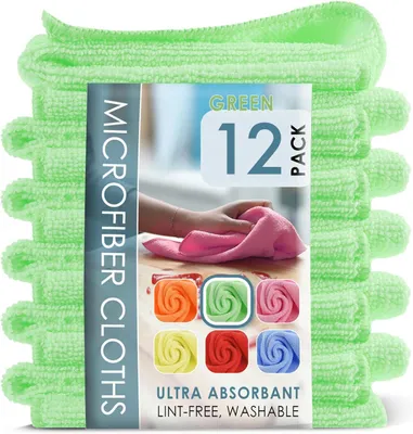 Produktbild von Mikrofaser Reinigungstücher 12 Stück, 30x30 cm, fusselfrei, für Auto, Küche, Badezimmer