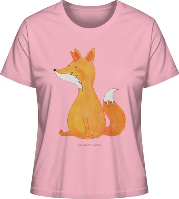 Produktbild von Mr. & Mrs. Panda Oberteil Damen Einhorn Fuchs Größe M - Baumwolle Pink - Geschenk, Fuchshörnchen, Füchse, Unicorns, Unicorn, Basic Shirt, T-Shirt, Einhörner