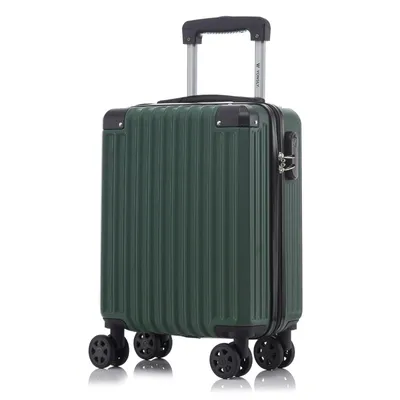 Produktbild von Koffer Trolley Reisekoffer Suitcase, Rollkoffer Handgepäck ,mit 4 Rollen360°, Hartschalenreisekoffer, Zahlenschloss, Weicher Gummigriff(S, Dunkelgrün)