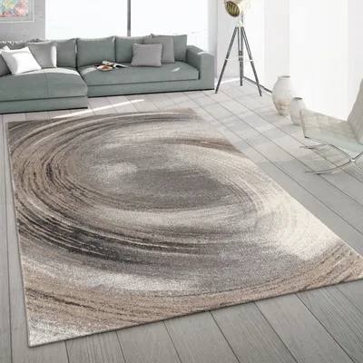 Immagine prodotto di Tappeto soggiorno a pelo corto astratto vintage geometrico onde grigio beige dimensioni 200x290 cm