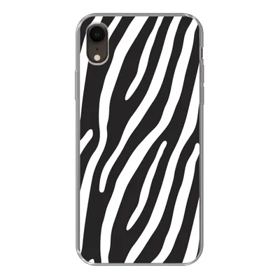 Produktbild von MuchoWow® Handyhülle Schutzhülle Hülle für iPhone XR Tiere - Zebradruck - Schwarz Silikon Softcase Handy Hülle - Schutzdeckel