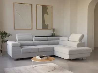 Produktbild von LetSit Ecksofa William L Poso Rechts Freistehendes Loungesofa Bequemes Ecksofa mit Schlaffunktion Schmutzabweisend Für Wohnzimmer Schlafzimmer Beige
