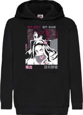 Obrázok produktu pre Detská Mikina S Kapucňou Demon Anime Slayer Tanjiro Nezuko Kamado 004, 12-13 Jahr - 152 / čierna