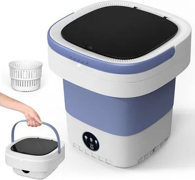Produktbild von Tragbare Waschmaschine – Mini-Waschmaschine, faltbar – Für kleine Wäschestücke – Mit Zentrifuge – 12 Liter – Lila