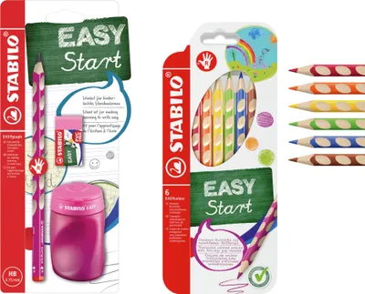 Produktbild von STABILO Ergonomischer Dreikant-Buntstift EASYcolors 6er Etui + Schulset EASYgraph mit Bleistift, Spitzer und Radiergummi
