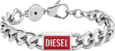 Produktbild von Diesel Armband Für Männer Stahl, Länge: 180-195mm, Breite: 12mm, Höhe: 4.3mm Sil