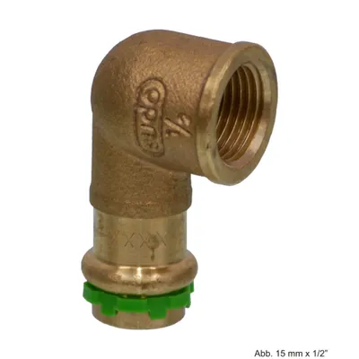 Produktbild von VSH SudoPress Kupfer/Rotguss SP4090GV Übergangswinkel 90° IG, 15mm x 1/2"