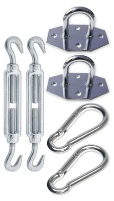 Produktbild von sunprotect 83250 Sonnensegel-Montage-Set, Zubehör für viereckige Segel, silber (1 Set, 6-teilig)