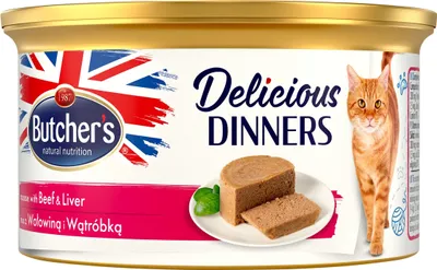 Zdjęcie produktu dla Butcher's Delicious Dinners Mokra Karma dla Kota z Wołowiną i Wątróbką 85g