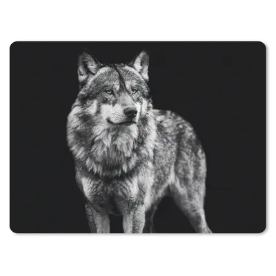 Produktbild von MuchoWow® Mauspad Mousepad Wolf - Tiere - Wild - Schwarz - Weiß 40x30 cm - Mousepads - Maus Mat - Pad - Mausunterlage - Anti Rutsch