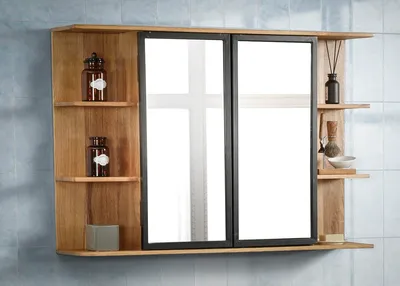 Produktbild von Spiegelschrank 108x71cm 'Timbero' Eiche massiv