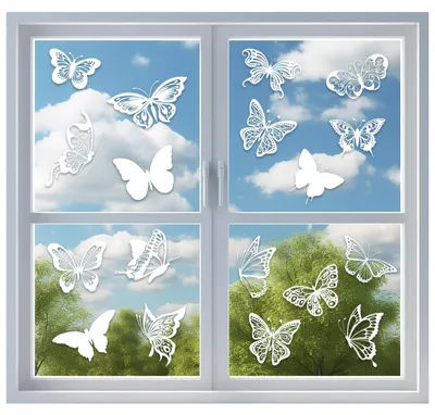 8 Schmetterlings-Fensteraufkleber, Anti-Kollision, Vogelschutz, weiß, 30x22 cm