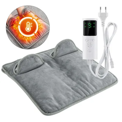 Produktbild von Fußwärmer elektrisch Heizmatte grau, 1–9 Temperaturstufen, 4 Timer, 75W Leistung, abnehmbar, waschbar, LCD Display, EU Stecker