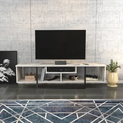 Obrázok produktu pre Skye Decor, Asal 150 - Black, Ephesus, TV stolík, čierny, 100 % MELAMÍNOM POTRIEBOVANÁ DOSKA, 150 x 35,2 x 40 cm