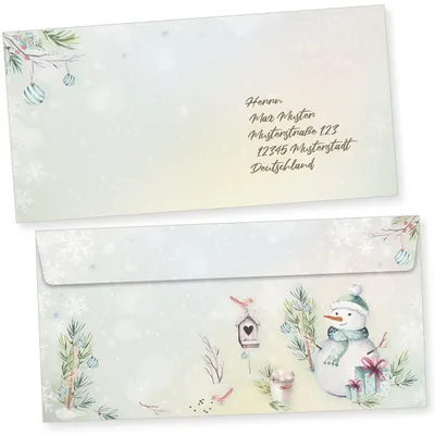 Produktbild von Weihnachtsbriefpapier A4 100 Sets mit Umschlägen, Flöckchen Weihnachtspapier