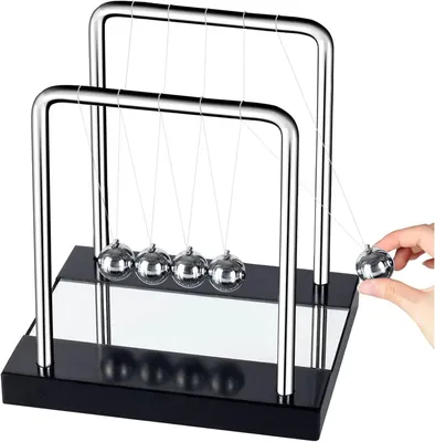 Produktbild von Newtonsches Pendel – Newton-Kugeln mit 5 Kugeln – Holzsockel & Metallrahmen – Physikspielzeug & Schreibtischdekoration - für Schreibtisch & Büro