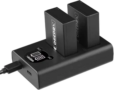 Produktbild von Grepro Akku-Ladegerät-Set für Kamera 2er-Pack, wiederaufladbarer NP-W126 Akku