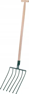 Image de Fourche à pommes de terre - Fourche à bêcher - 6 dents - Tête métallique - Pour pommes de terre et betteraves rouges - Manche 140 cm - Robuste