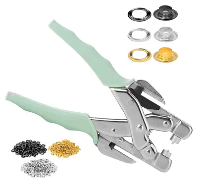 Immagine prodotto di Omgoods - Set di 160 occhielli - Occhielli in metallo, 80 pezzi, dimensioni 3 mm di diametro - Kit di strumenti per teloni - Ideale per pelle, tessuto, tende, striscioni e progetti creativi