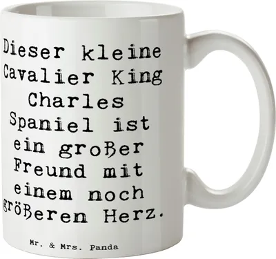 Produktbild von Mr. & Mrs. Panda Tasse Spruch Cavalier King Charles Spaniel - Weiß - Geschenk, Begleiter, Trinkbecher, schöne, Kaffeetasse, Familienmitglied, Hunderasse, Keramiktasse