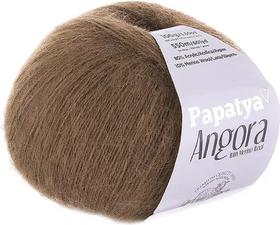 Papatya Angora Style Strickgarn mit Merino in Braunbeige – 550m/100g Häkelgarn.