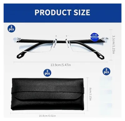Produktbild von 9 Stück Intelligente Brille mit 3 Brillenetuis und Tuch zur Verbesserung Ihrer Sicht