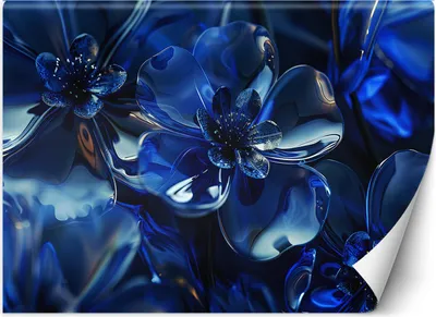 Produktbild von Vlies fototapete Blaue Glasblumen 3D 350x245 cm Feeby Blau inkl. Kleber einfache Montage