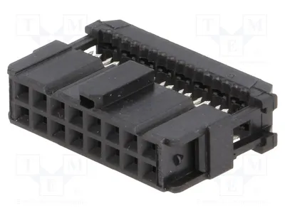 Image de 1 connecteur femelle pour câble plat, broches : 16, pas de 1,27 mm, référence : 1658621-3 - connecteur