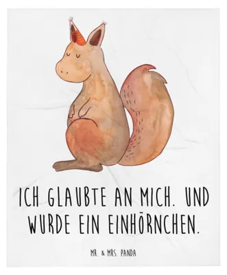 Produktbild von Mr. & Mrs. Panda Decke Einhorn Glauben - Weiß - Geschenk, Sofadecke, Winterdecke, Eichhorn, Plaid, Eichhörnchen, Einhörner, Unicorn, Kuscheldecke, Einhörnchen, Bettdecke