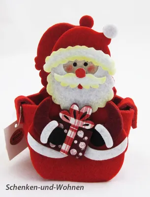 Produktbild von Filz-Tasche/Geschenktasche Weihnachtsmann bunt, ca.18 x 11 x 8 cm
