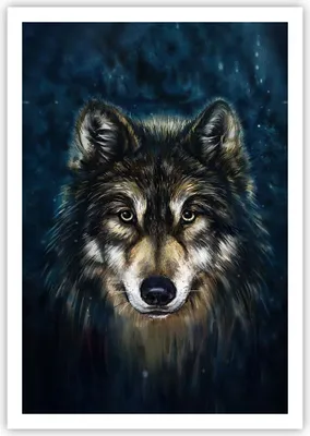 Produktbild von Poster - Poster ohne Rahmen - Wolf Dunkel Grafik - 70x100 cm - Wand Bild - Wanddeko - Wandbilder - Kunstposter - Wandposter - Bilder - Kunstdruck - Wanddekoration - Wandbild - P2XPA70x100-4845