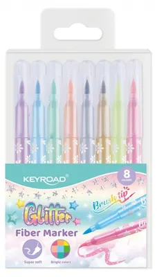 Imagen del producto de Fixadores brillantes con punta de pincel KEYROAD, 8 unidades, surtido de colores pastel