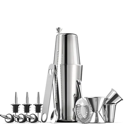 Produktbild von 15pcs Cocktail Shaker,Coktailmixset,Cocktail Set Mit Einem Doppelten Jigger,Einer Eiszange,Cocktailshaker,Cocktail Mixen Mit Muddler,Flaschenöffner