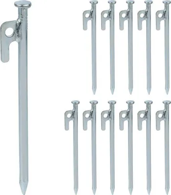 Produktbild von Famanu Zelt-Hering Set - 12 Stück - Stahl - 20 cm lang - für Zelt, Vorzelt oder Festzelt - Bodenanker für harte Böden