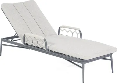 Produktbild von Gartenliege Yale Aluminium und Polyrope Silbergrau mit Kissen