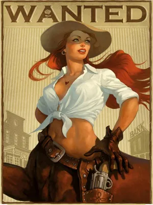 Produktbild von vianmo Holzschild 40x30 cm Pinup wanted Cowgirl