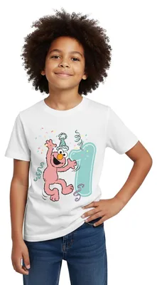 Produktbild von Spreadshirt Sesamstraße Geburtstagdesign Mit Elmo Ein Jahr Kinder T-Shirt, 110/116 (5-6 Jahre), Weiß