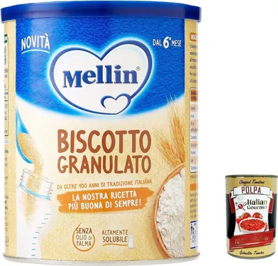Produktbild von 2x Mellin Biscottino Granulato, 400g + Italian Gourmet polpa 400g