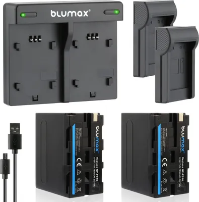 Produktbild von 2x Akku + Lader für Sony NP-F970 NP-F330  F550 F730 F750 F770 F930 7850 mAh