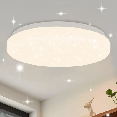 Productafbeelding van ZMH LED plafondlamp Sterrenhemel, modern, klein, rond, 15W, 4000K, 21cm, neutraal wit, geschikt voor slaapkamer, hal, keuken, woonkamer, kantoor, gang