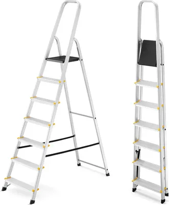 Zdjęcie produktu dla Drabina aluminiowa domowa jednostronna profesjonalna HIGHER 7 stopni 150 kg PRO EN-131