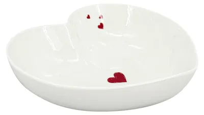 Image de Bol en forme de coeur Valentine 18,5cm, blanc/rouge
