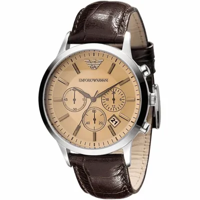 Produktbild von Armani Herrenuhr AR2433, Quarz, 43mm Edelstahlgehäuse, Lederarmband, 50m wasserdicht