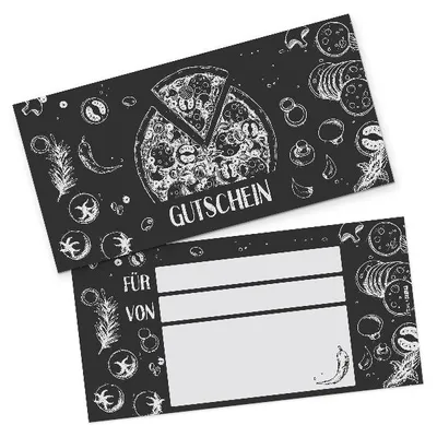 Produktbild von itenga Geschenkgutschein Pizza Zeichnung (Motiv 3), Postkarte zum Ausfüllen